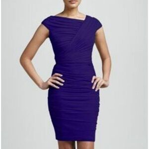 TADASHI SHOJI RUCHED Draped Mini DRESS Women Medium 73542MX Sapphire Mesh‎